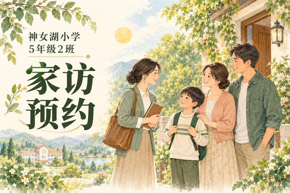 神女湖小学5年级2班家访预约，老师与孩子和父母温暖相见